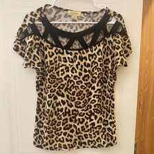 DIANA BELLE Womans Leopard Print Blouse SZ M