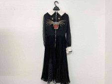 Gucci Black Leopard Embroidered Pleated Dress, Silk Blend, Size S From Japan F/S