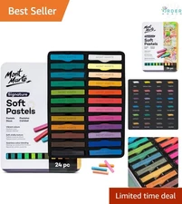 Soft Pastels in Tin Box 24 Assorted Colors Art Craft Sketching Blending