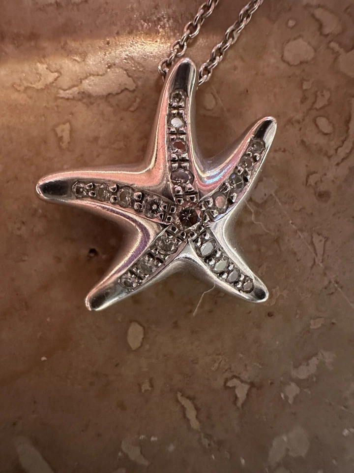 Tiffany Co Elsa Peretti Platinum And Diamond Starfish Necklace - Image 4 of 4