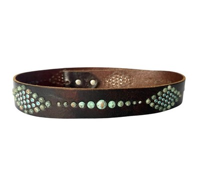 POL Cocoa Belt with Gold Stud Accents Gold Border Studded Belt - Cognac Leather | Boston Proper main image 4
