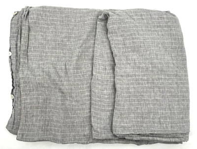 Crate & Barrel King 100% Linen Pinstripe duvet cover gray button Portugal 106x96
