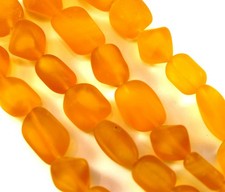 Small Oval Nugget Pendant Beads, Saffron Swirl w/Frosted Matte Finish, 7 Pcs