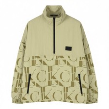 Calvin Klein Mix Media Popover Herren Jacke M Grün Halb Reißverschluss Logo