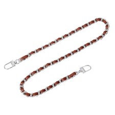 24" Purse Chain Strap with Buckles for Shoulder Dark Brown  Silver 