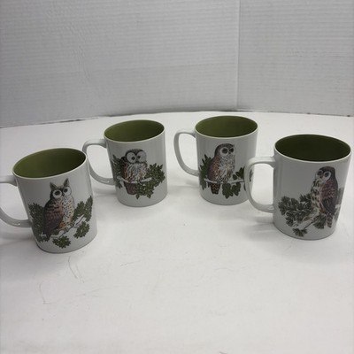 VTG 1979 Fitz & Floyd Variations Hooty Owls Different Species Mugs Japan 3.5  H