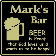 Personalized Bar Sign #5 Pub Man Cave Custom Gift Beer Is Proof Funny USA Made