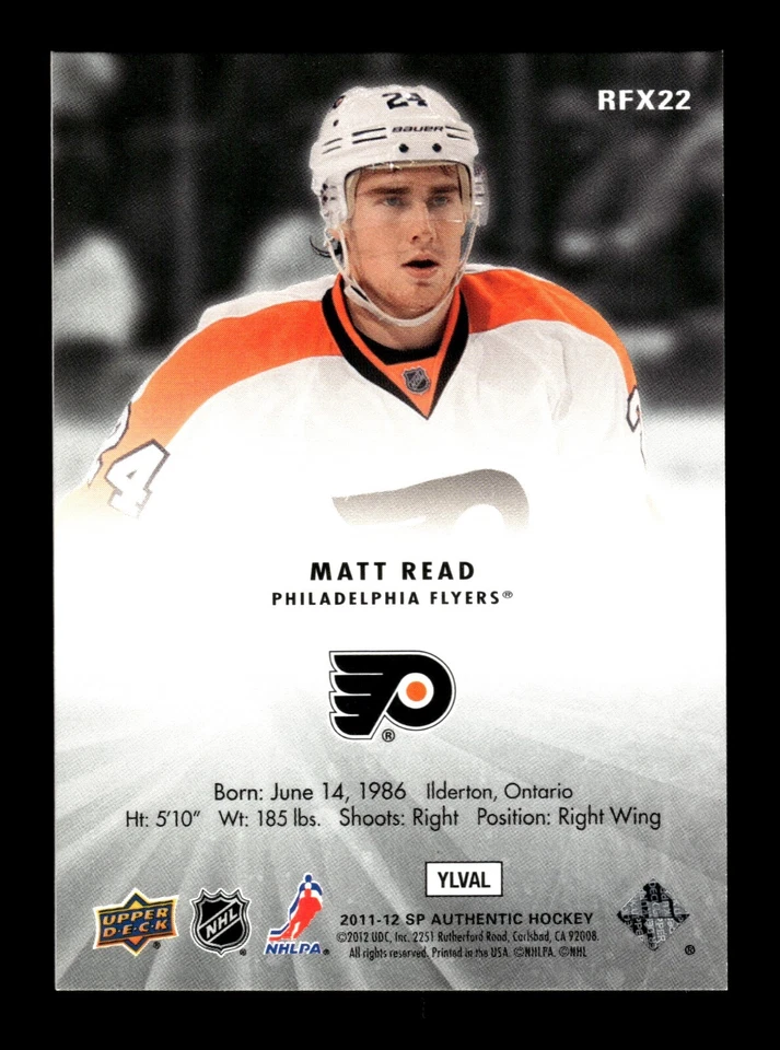 5-01-04 PWE . 2011-12 spa sp authentic ud rookie holo fx #rfx22 matt read - Image 2 of 2