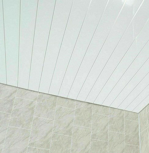 10 Gloss White Chrome Bathroom Kitchen Ceiling Cladding Panels Wet Wall PVC 5mm - Picture 6 of 11