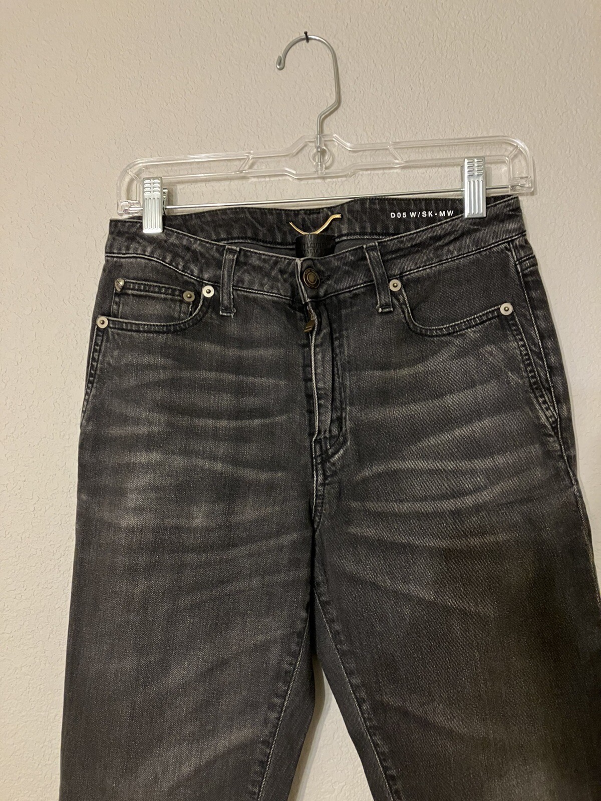 Jeans skinny neri Saint Laurent Paris taglia 28 altezza media D05 con SK MW