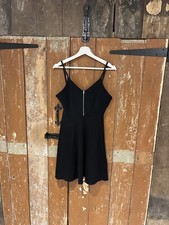 Boohoo Sleeveless Dress Knee Length Black V-Neck Women's Size UK 12