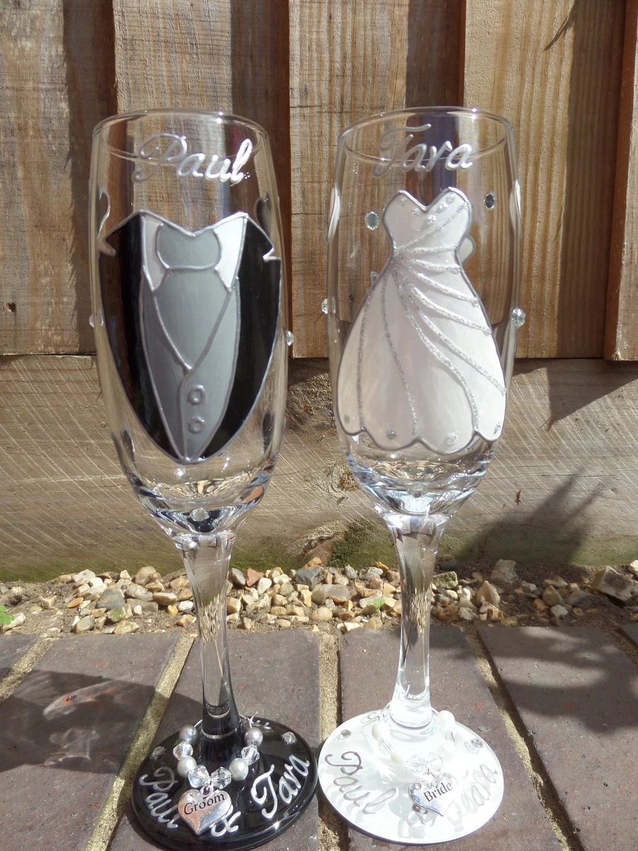 Hand painted champagne online glasses
