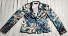 Jones New york Collection Blazer Jacket Water Color Blue Designer Women Size 4P