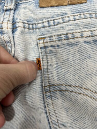 VTG 80s 90s Levis 550 Acid Wash Denim Jeans ORANGE TAB Distressed Worn 36x33 USA - Picture 10 of 11