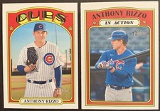 (22) 2021 TOPPS HERITAGE ANTHONY RIZZO BASE IN ACTION #175 #176 CUBS