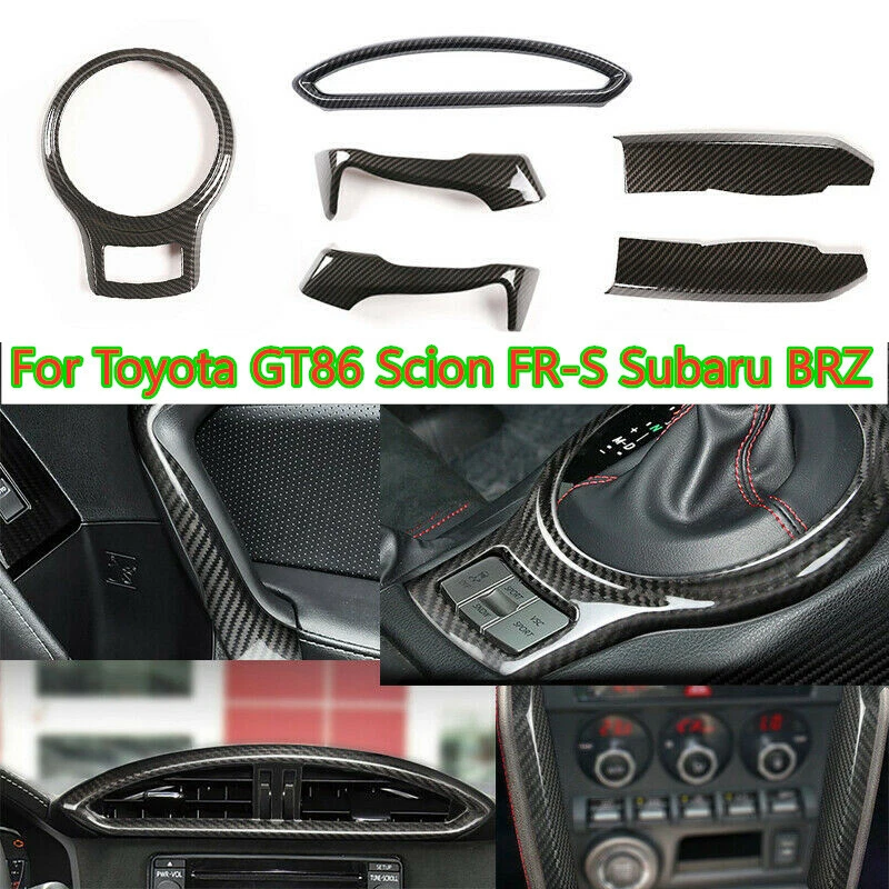 6Pcs Carbon Fiber Interior Trim Cover Set For Toyota GT86 Scion FR