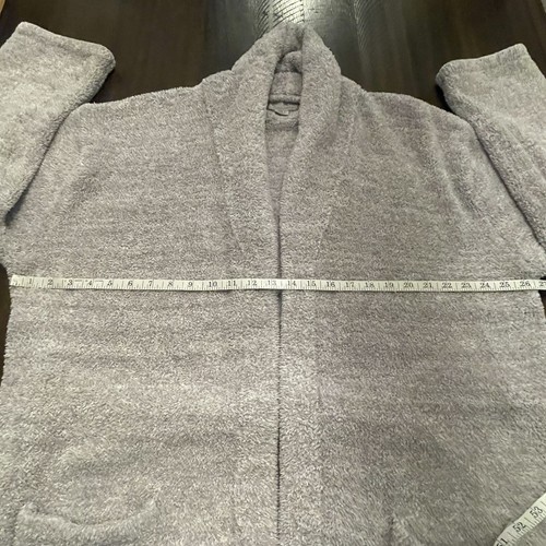 Barefoot Dreams CozyChic Lite Marled Gray Long Plush Robe Size 2 Belted Pockets - 第 8/11 張圖片