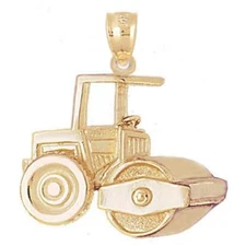 New 14k Yellow Gold Steamroller Pendant