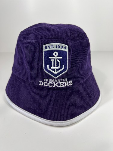 AFL Fremantle Dockers Members Only Corduroy Embroidered Bucket Hat Football 54cm
