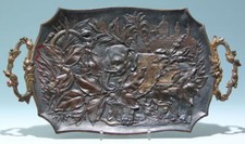 Cast Iron Tray with Colonial Elephant Motif - 2. H. 19th.