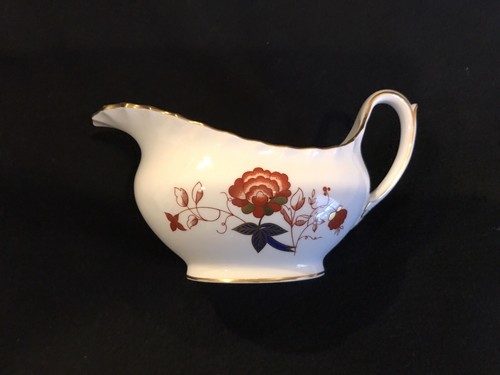 Royal Crown Derby porcelain BALI (ELY-CHELSEA) QUEEN ANNE Gravy boat &underplate - Picture 5 of 21