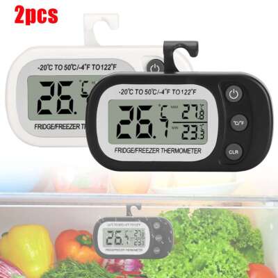 2pcs Magnetic Digital Refrigerator Freezer Thermometer Fridge Large LCD Display