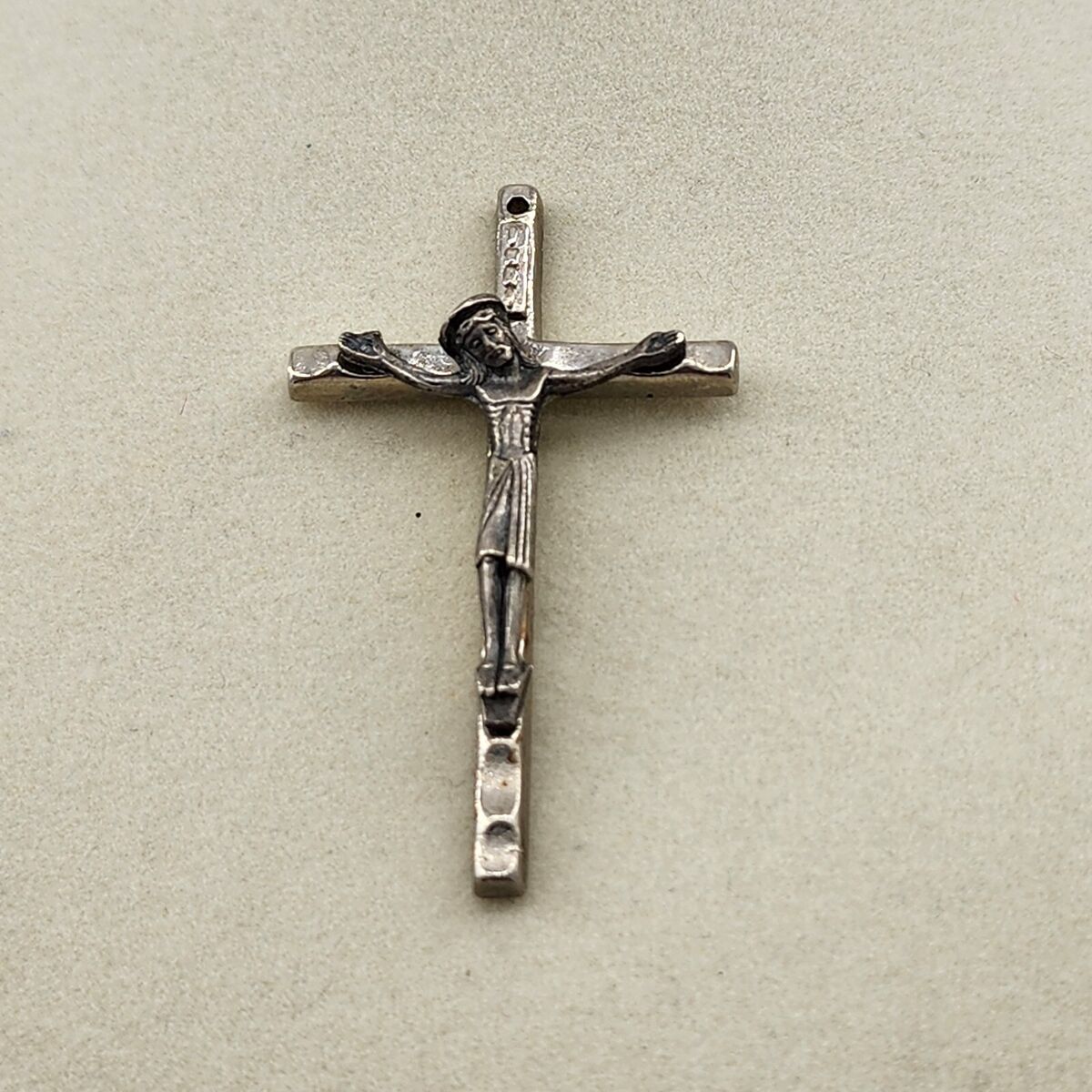 Vintage Crucifix Pendant INRI Silver Tone Thin Cross Stamped Vintage Crucifix Pendant INRI Silver Tone Thin Cross Stamped