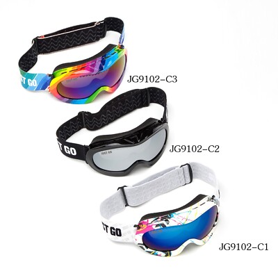 JUST GO Kids Ski Goggles with Case Anti-Fog UV filter Double-Layer Lens Boy Girl
