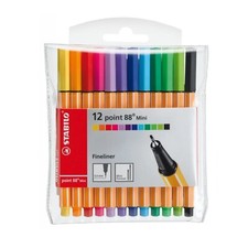 Fineliner - STABILO point 88 MINI - Wallet of 12 - Assorted colors Multicolor