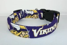 Minnesota Vikings NFL Terri's Dog Collar custom made adjustable made w/ fabric 