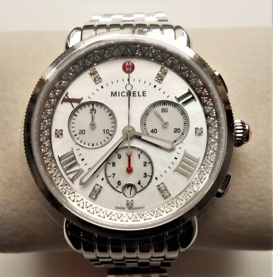 MICHELE SPORT SAIL DIAMOND 38MM WATCH .37TCW SILVER  display picture 1