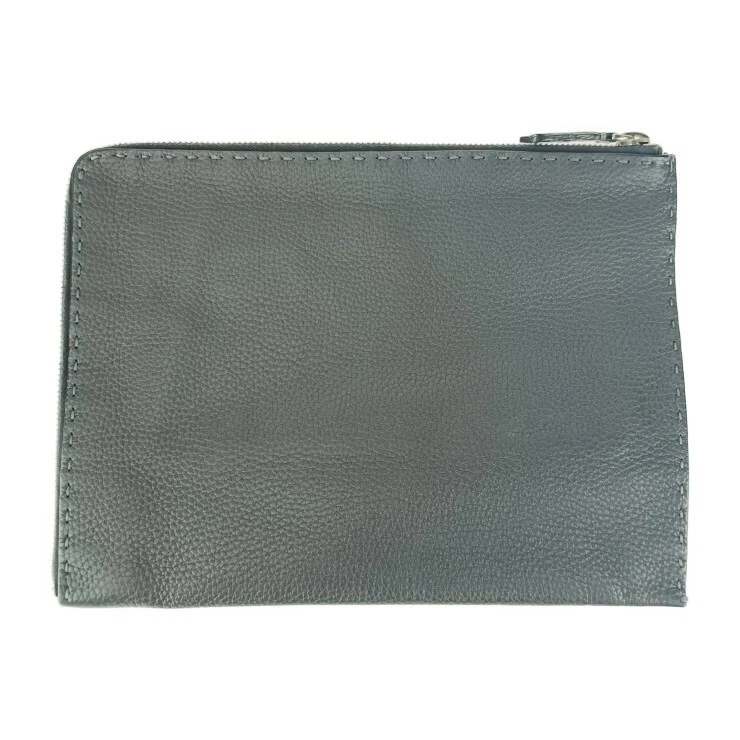 Bolso sin asas FENDI Selleria 7M0225 gris plata herrajes cuero segundo bolso para hombre Foto 3 de 4