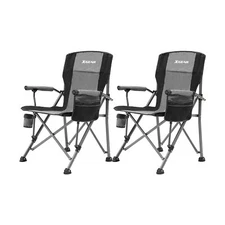 XGEAR Camping Chair Hard Arm High Back Lawn Chair Heavy Duty with Cup Holder,...