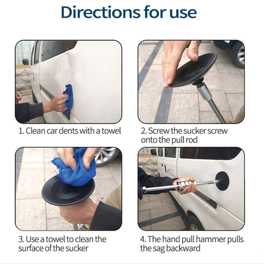 Manual Dent Puller Car Body Repair Suction Cup Slide Tool Hammer Kit 60CM