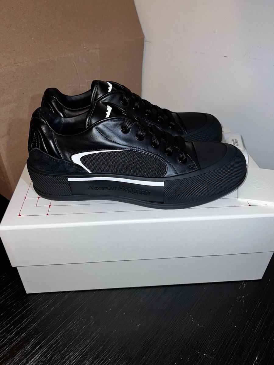 alexander mcqueen メンズPLIMSOLEスニーカー_654594 W4MVH 1497 Buy Alexander McQueen Deck Plimsoll Low 'White Black