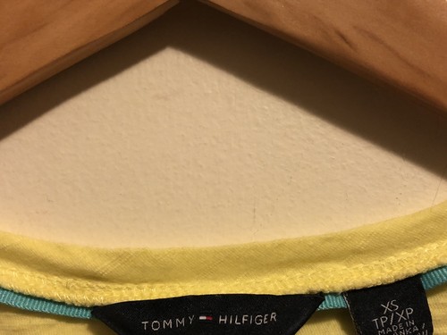 Tommy Hilfiger Women Size Extra Small Top Yellow Round Neck Fitted Short Sleeve - Picture 7 of 12