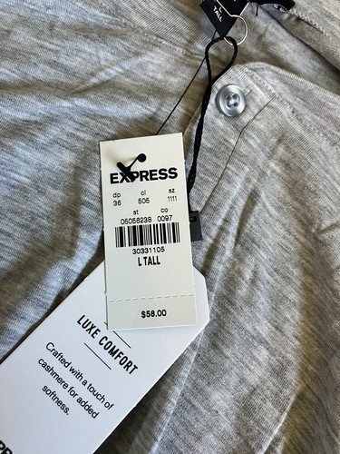 Men’s Express Tall Sleepwear Size L Gray luxe Comfort Long Sleeve Q6 - Picture 8 of 8