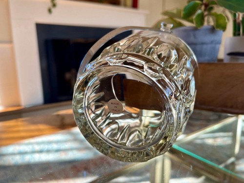 Secchiello ghiaccio vintage in vetro con manico argento, servizio bar, refrigeratore vino in vetro italiano, - Foto 9 di 10