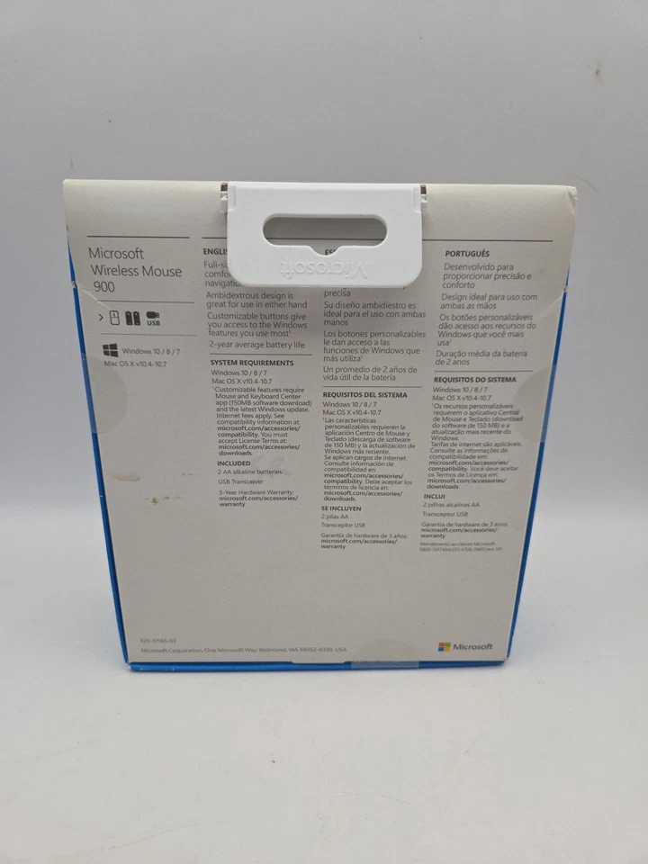 Microsoft Wireless 900 Mouse Black  Full-Size USB Ambidextrous PW4-00001 SEALED - Image 2 of 2