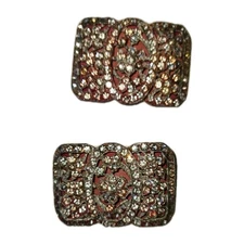 Vintage2 1/4" Clear & Pink Rhinestone Shoe Clips Prong Type