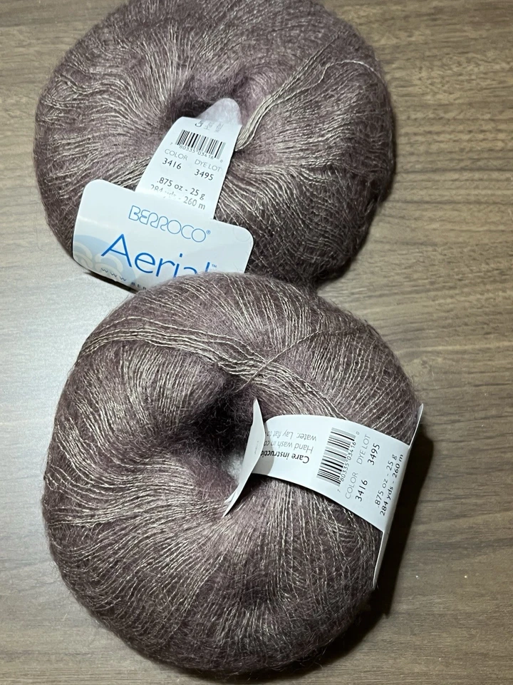 Hilo AERIAL Berroco MARRÓN #3416 Mohair/Seda 25gr/284yds ea. Juego de 2 Foto 4 de 4