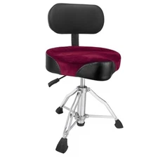  Saddle Drum Throne with Backrest, Hydraulic Drum Dark Red With Backrest