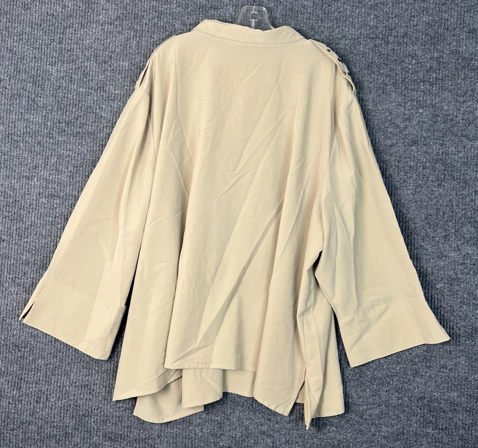 Blusa Maggie Barnes Mujer Botón Frontal Talla 5X Bronceada Oficina Negocios Manga Larga Foto 2 de 4