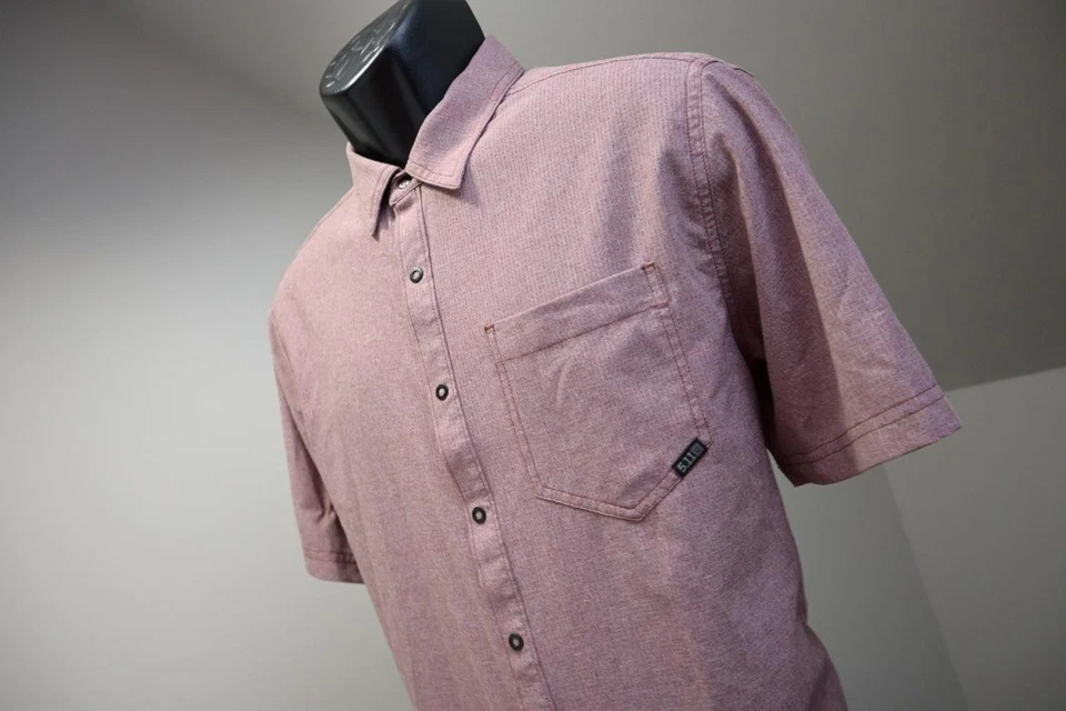 5.11 Tactical Breathable Button Up Shirt Security Red Short Sleeve Mens Medium - Image 3 of 4
