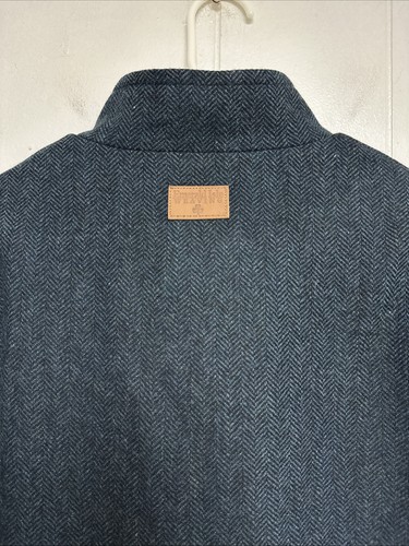 Giacca tessitura Emerald Isle misto lana blu spina di pesce manica lunga taglia 44 XL - Foto 7 di 12