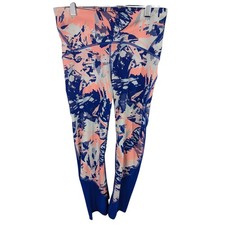 Image of Blue and Pink Compression Leggings Capri Womens Small Fly Fast Yoga Under Armour