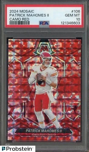 2024 Panini Mosaic Patrick Mahomes II Chiefs Camo Red PSA 10
