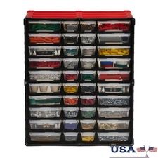 40 Drawer Small Parts Organizer Wall Mount Craft Storage W/ Clear Label Inserts