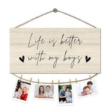 Boy Mom Gifts Hanging Photo Display, Mother Son Wooden Picture better boys