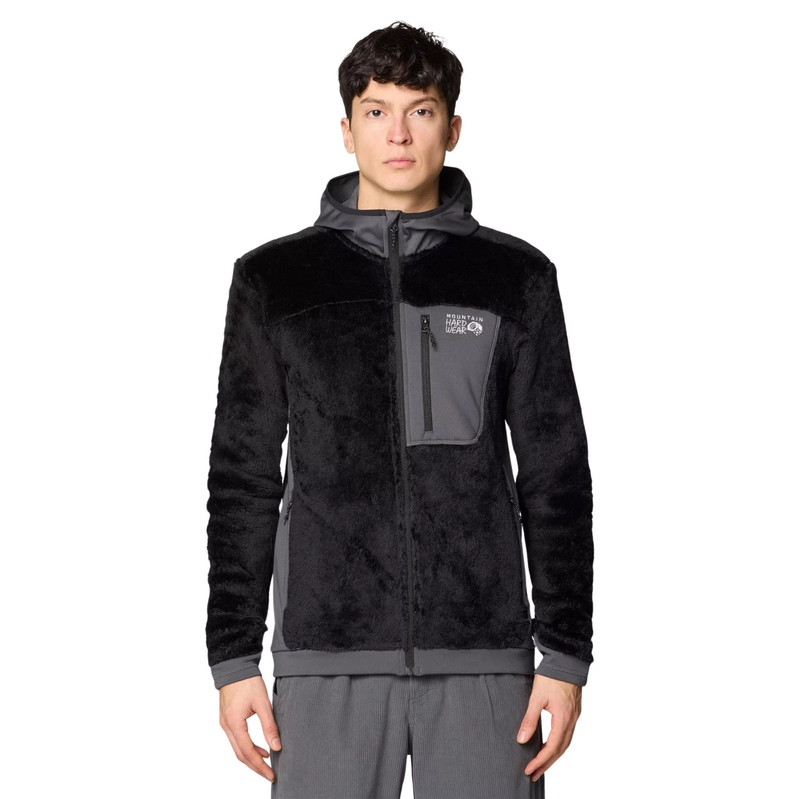 Mountain Hardwear Polartec High Loft Hooded Men's Casual Jacket, Black/Volcanic,